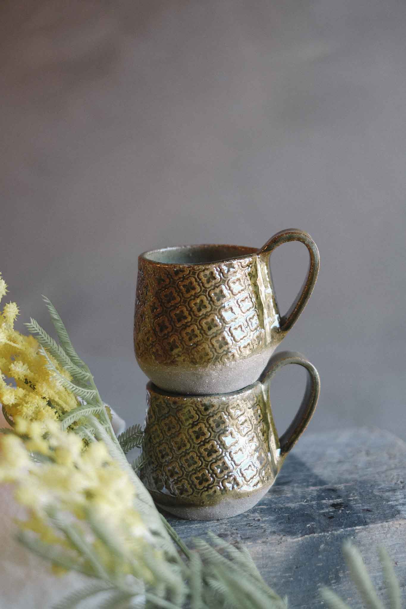 Handbuilt Ceramic Mug — Jade Pattern