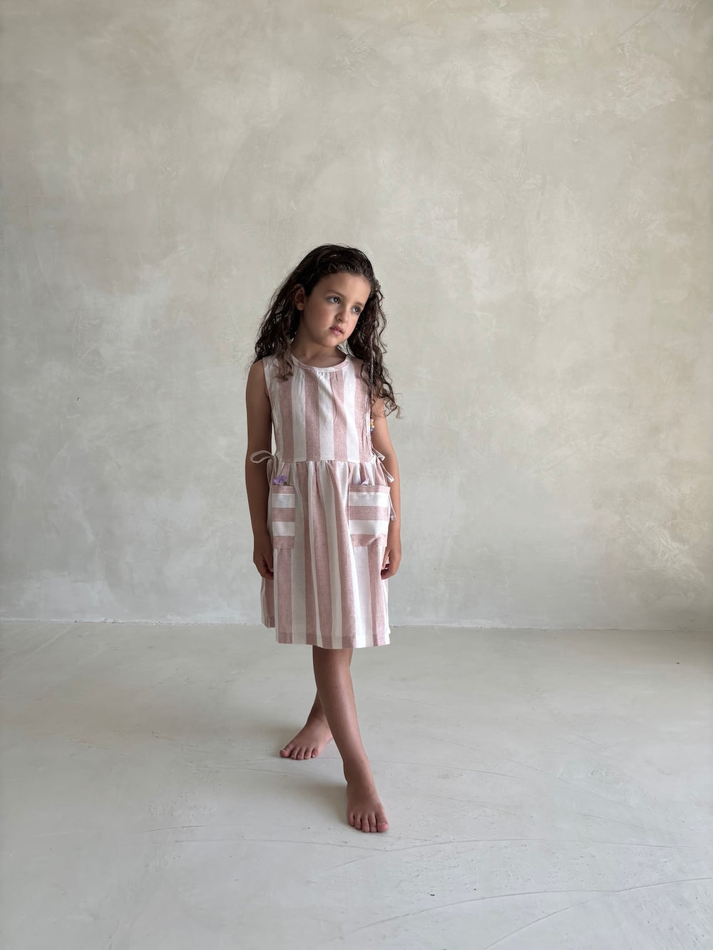 LINEN STRIPE DRESS | BLUSH