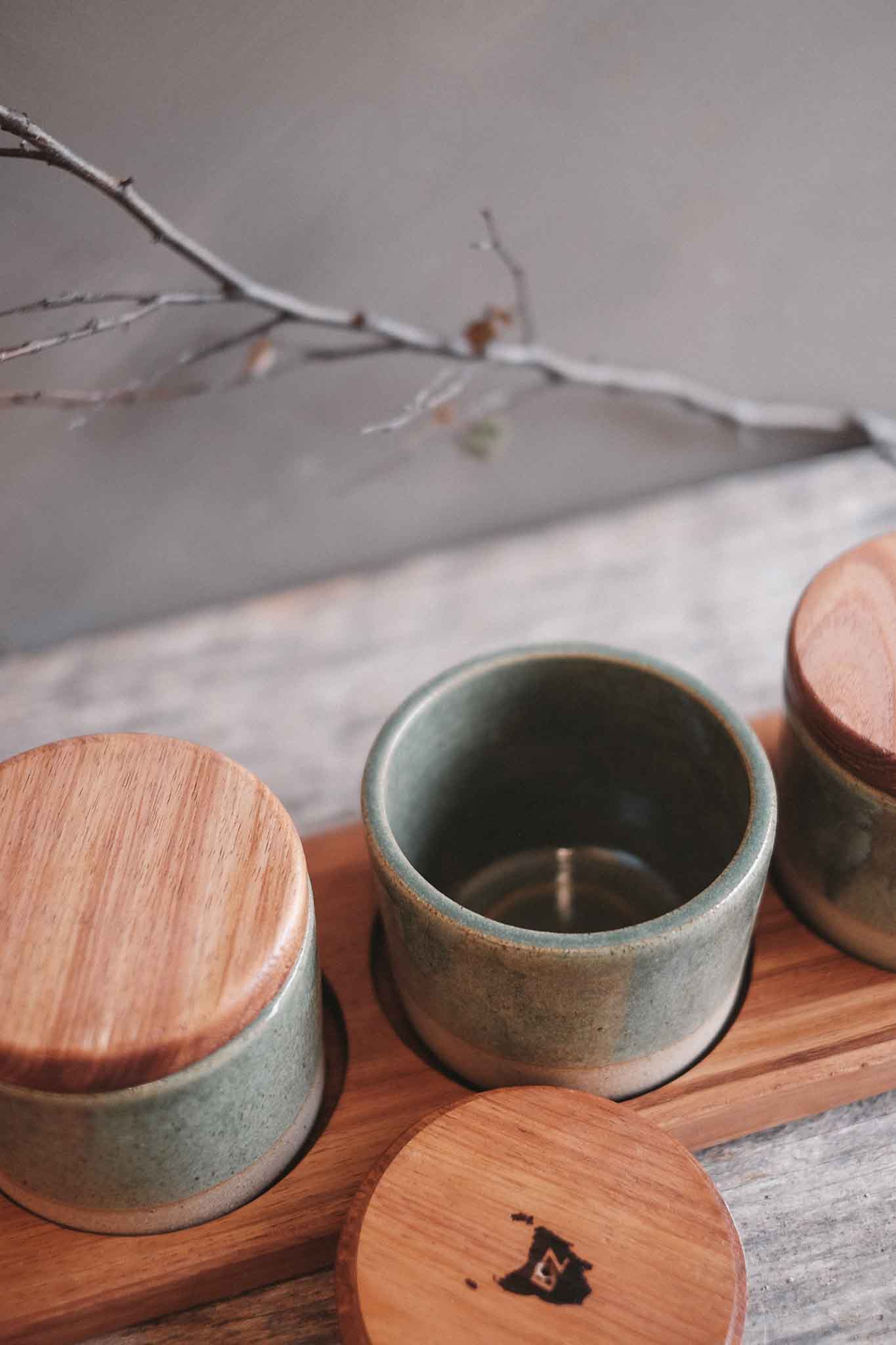 Three-Piece Pantry Jar Set — Blackwood & Wild Clay (40 × 15 × 13cm)