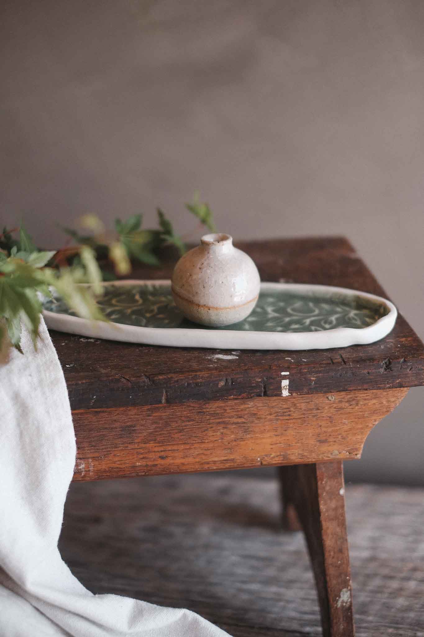 Floral Pattern Oblong Dish