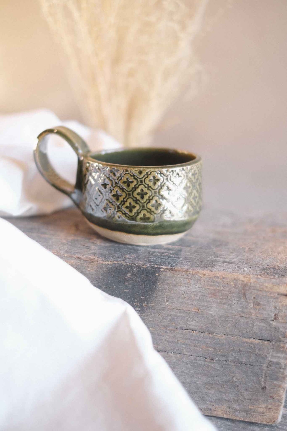 Handbuilt Ceramic Cup — Jade Pattern