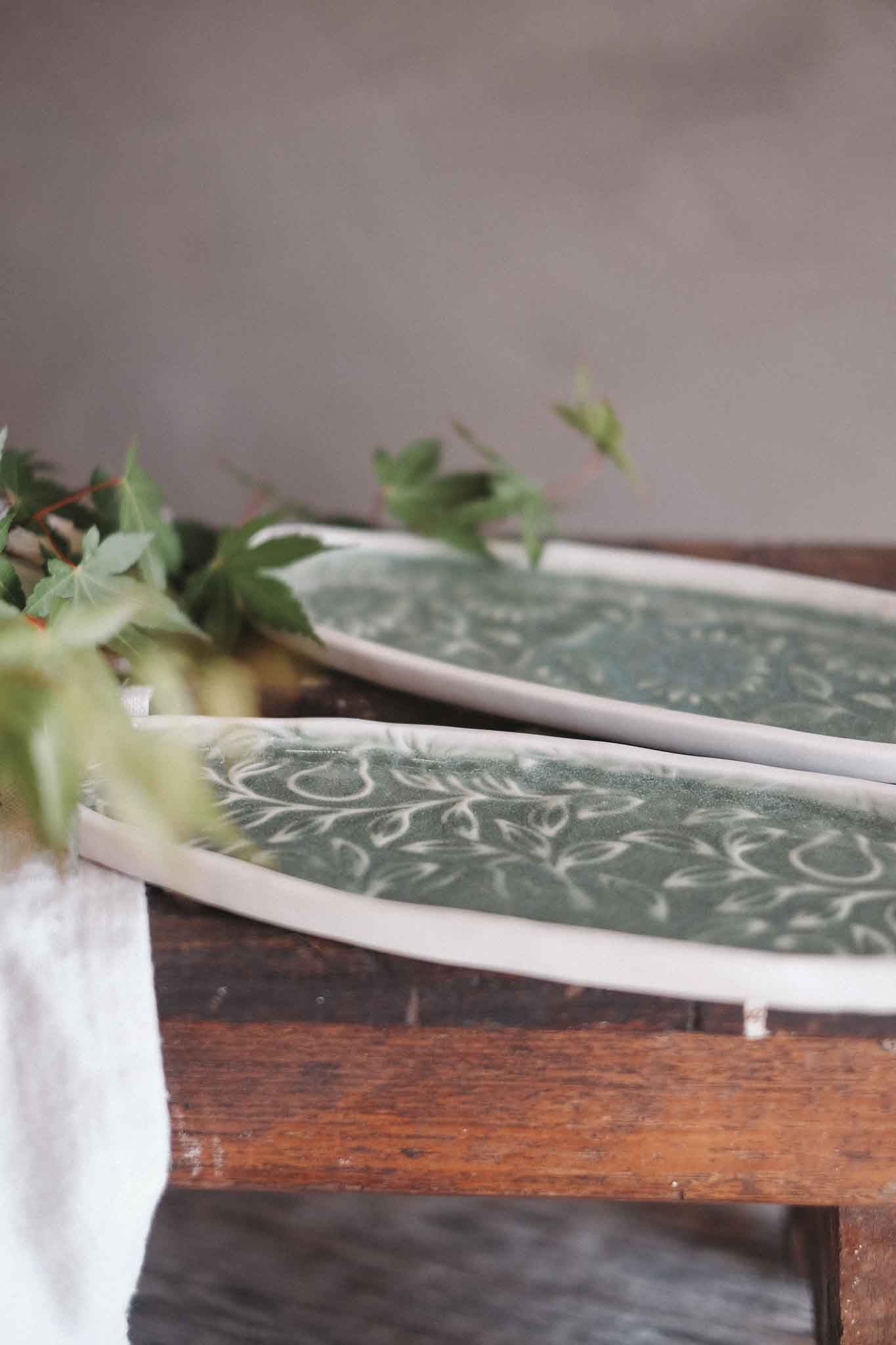 Floral Pattern Oblong Dish