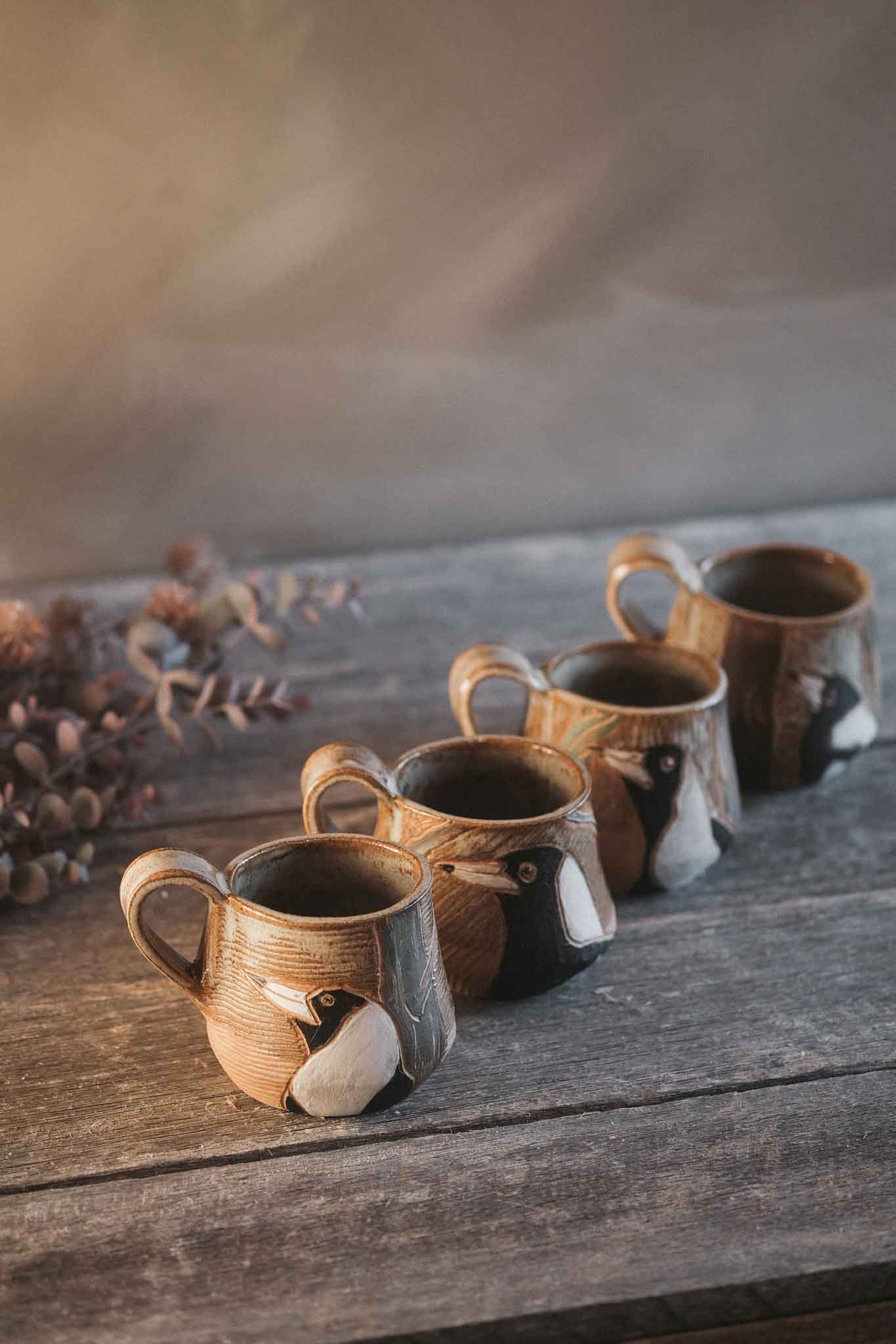 Carved Magpie Mug