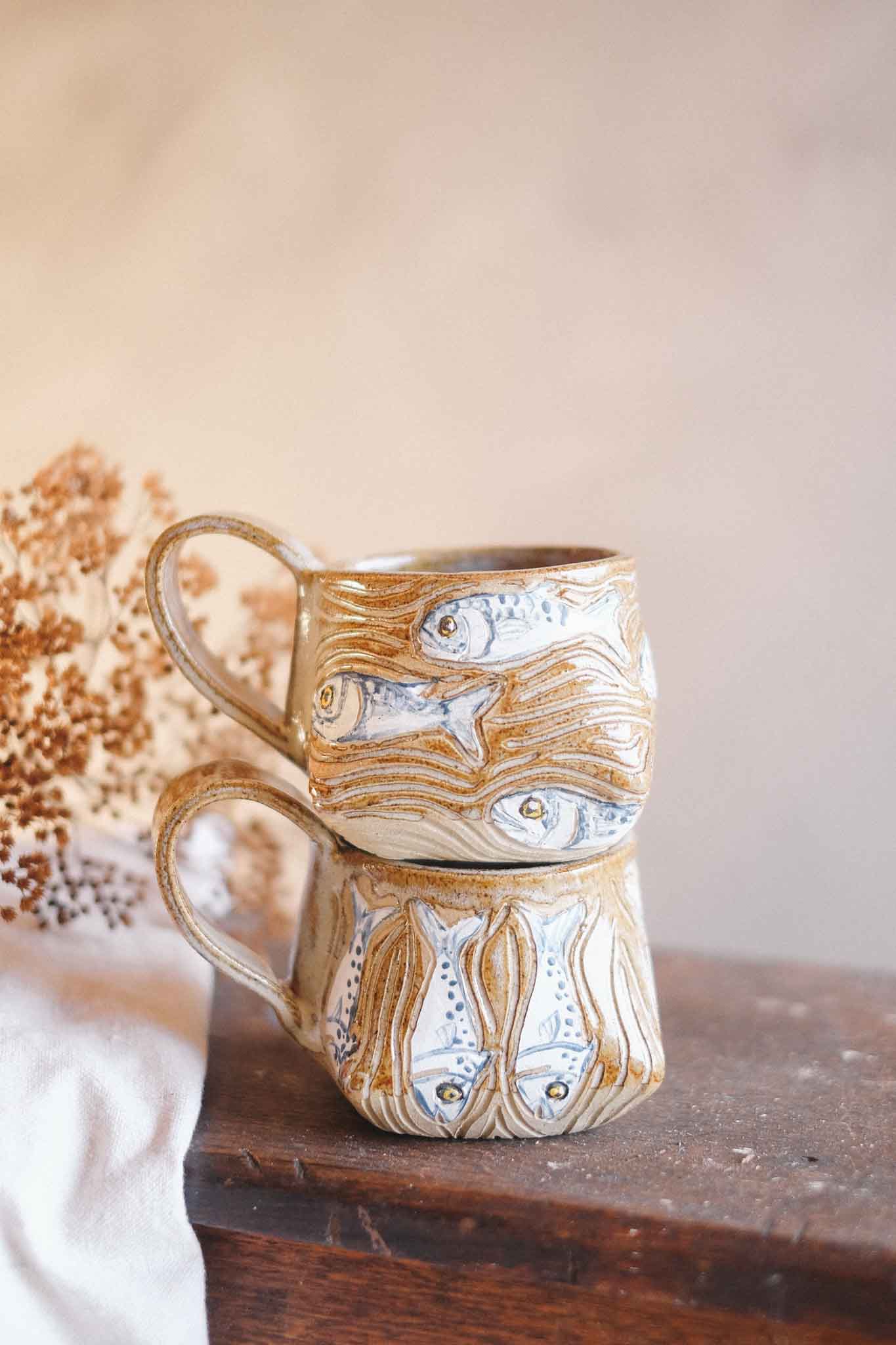 White Fishies Mug — Jane Chapman Collaboration —  300ml
