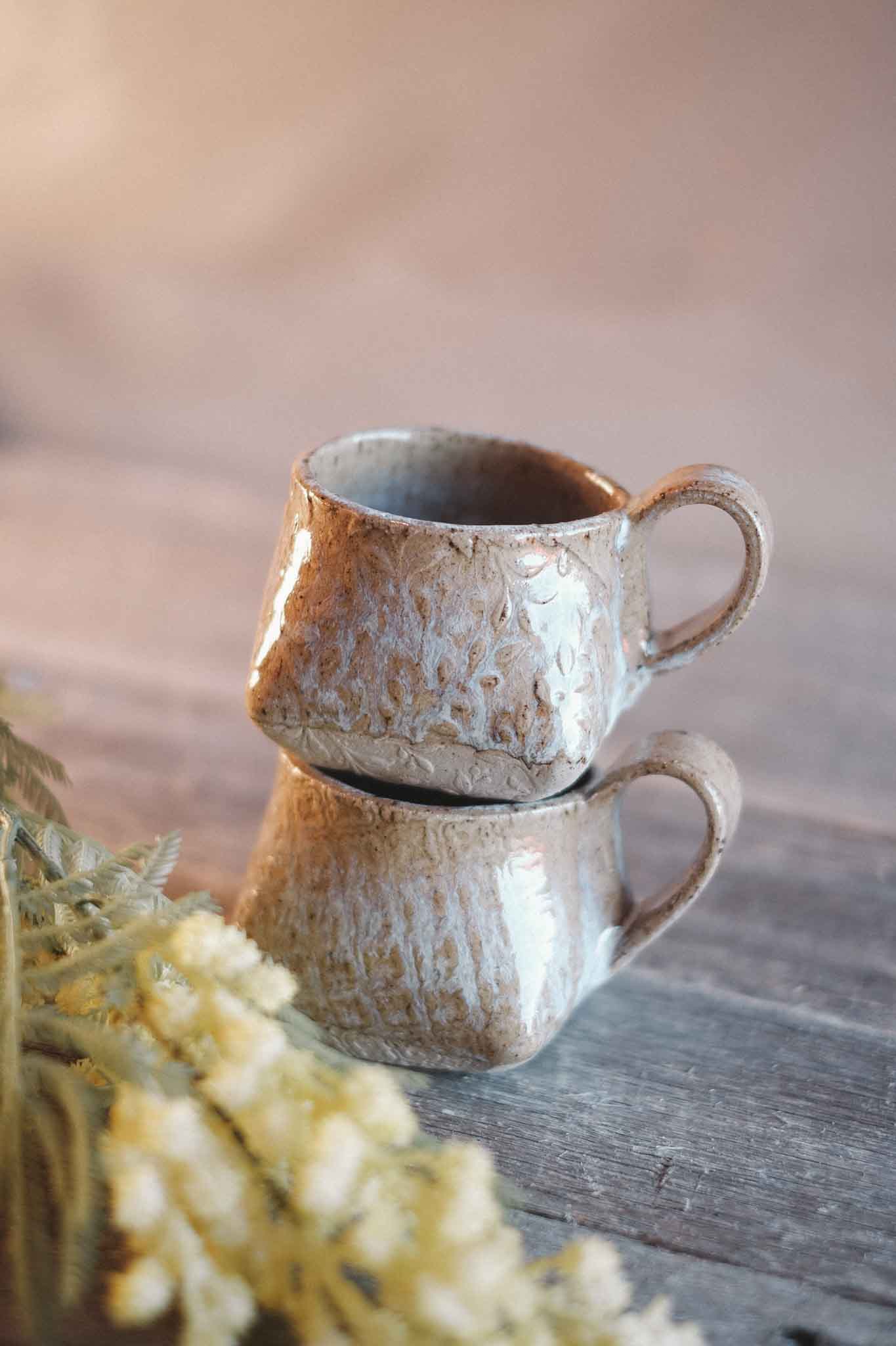 The Folded Mug — Opal Crackle Glaze