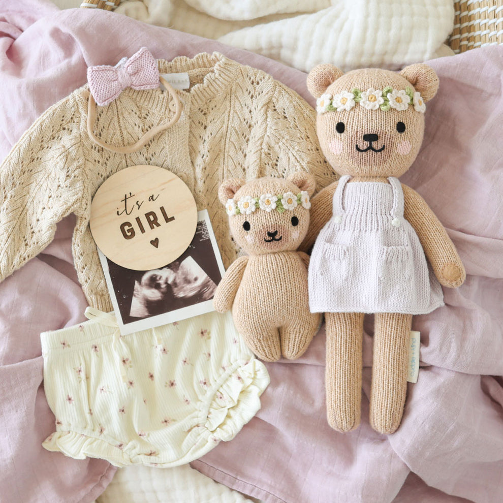 Baby Honey Bear (ivory floral)