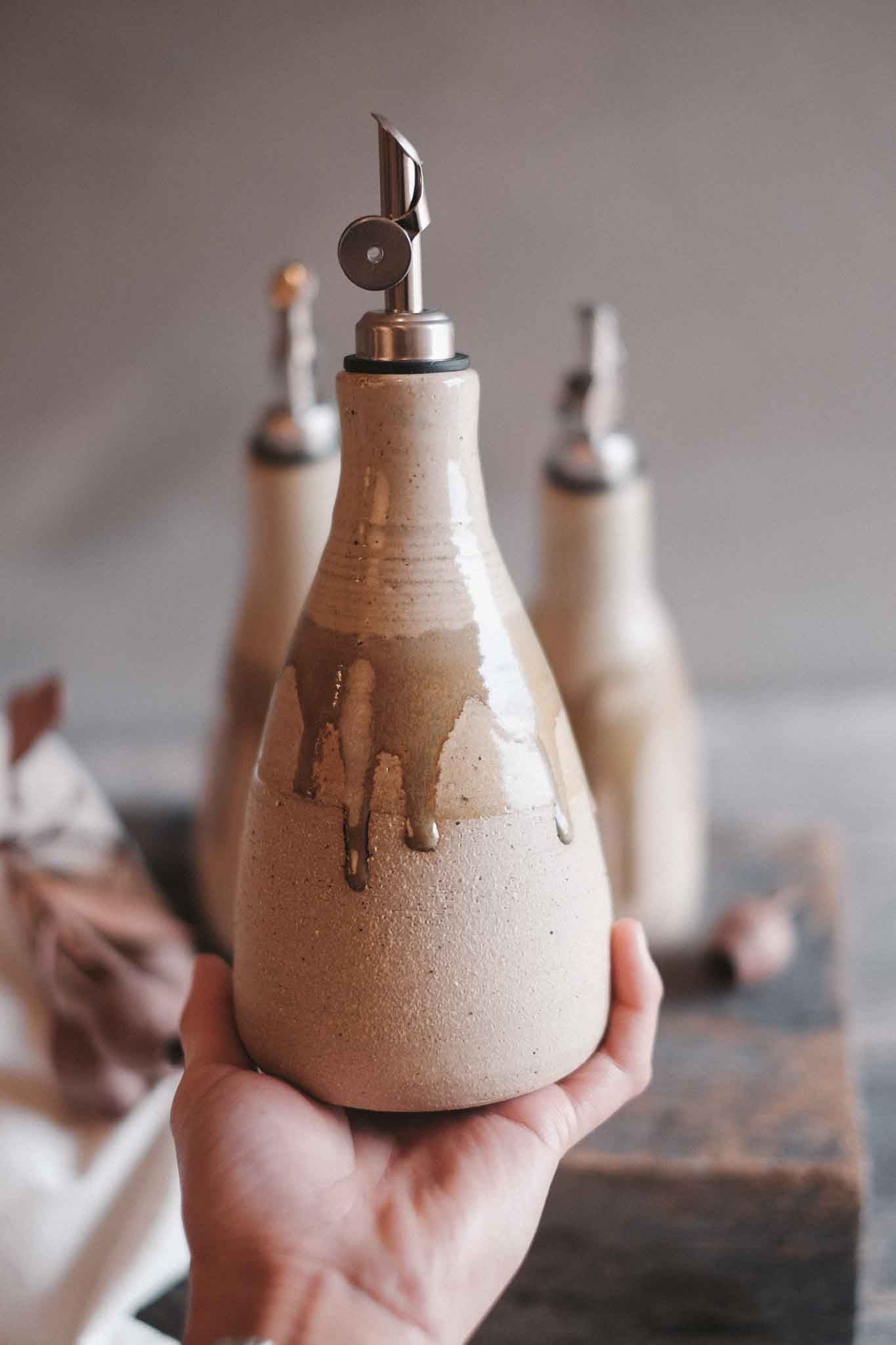 Wild Clay Oil Cruet/ Pourer– Handcrafted Elegance