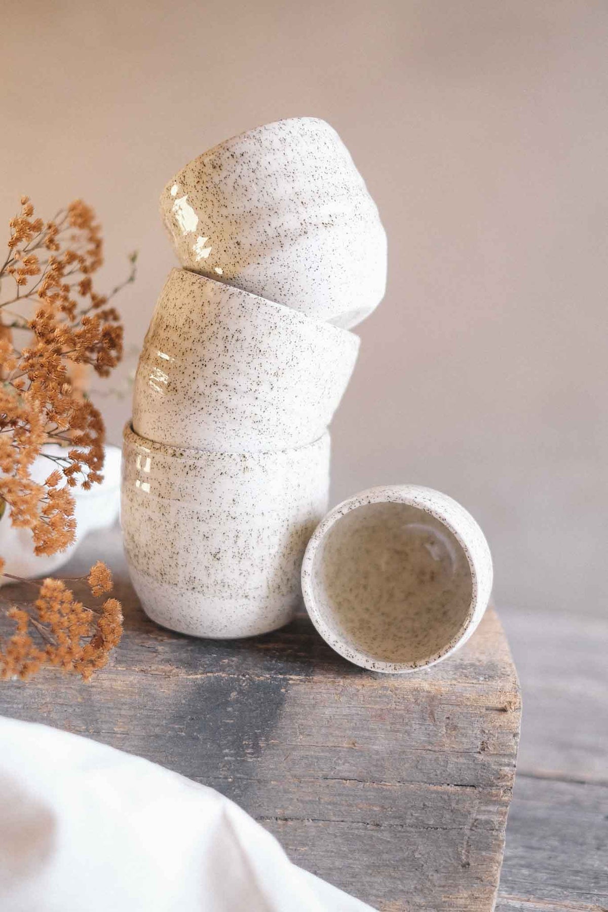 Latte – White Speckle with Crackle Glaze