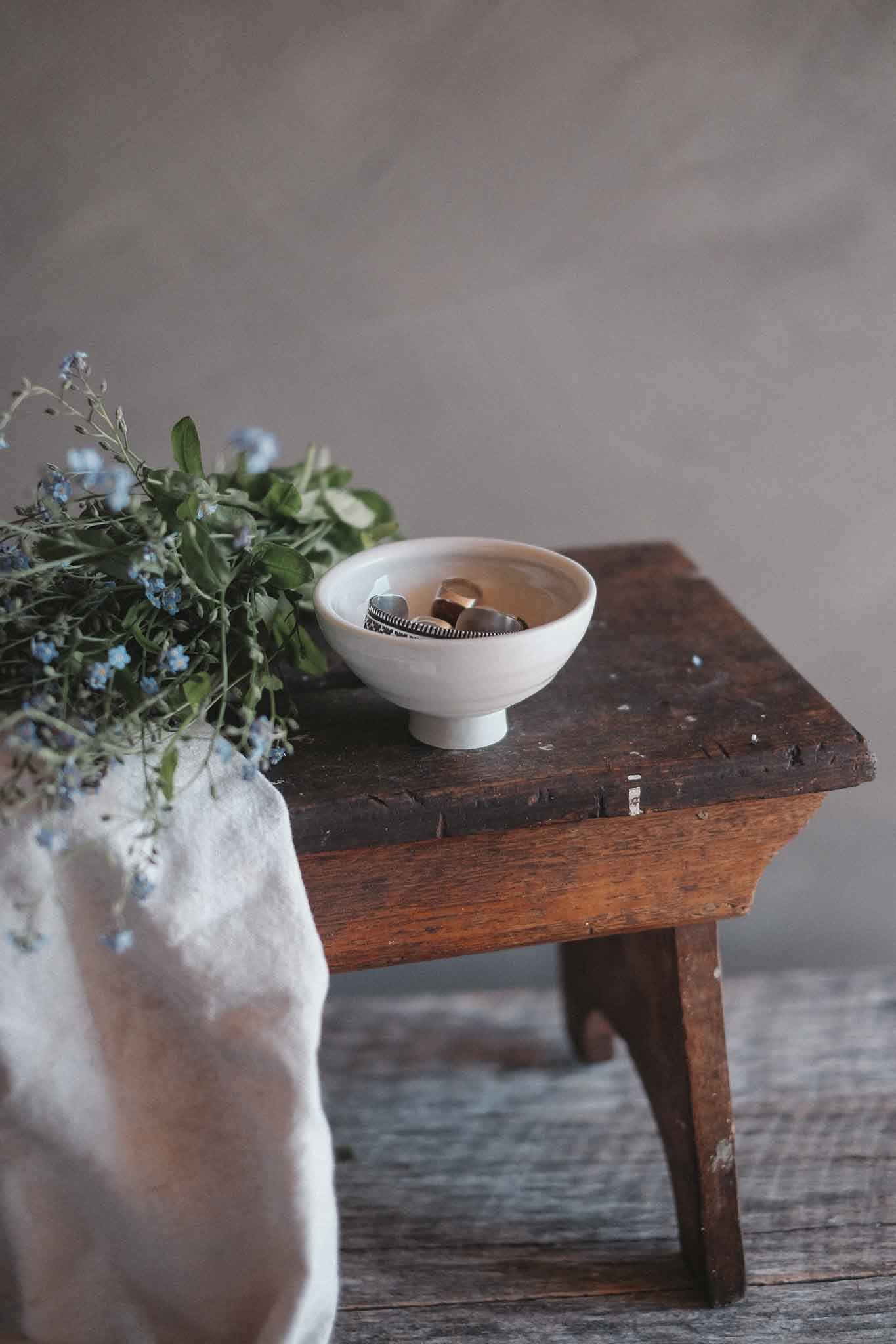 Small Pedestal Bowl | Clear Celadon on White Clay