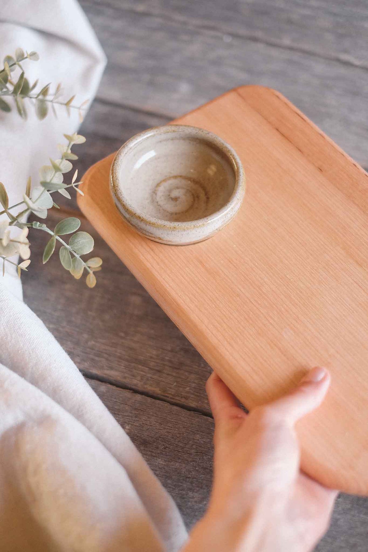 Serving Board w/ Wild Clay Bowl — 45cm x 18cm