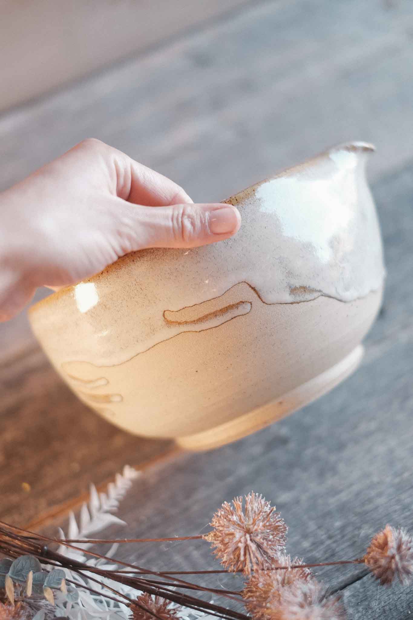 Wild Clay Mixing Bowl with Pouring Spout — Binalong Glaze