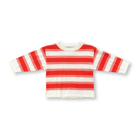 Organic 7-Stripe Long Sleeve Tee - Tomato