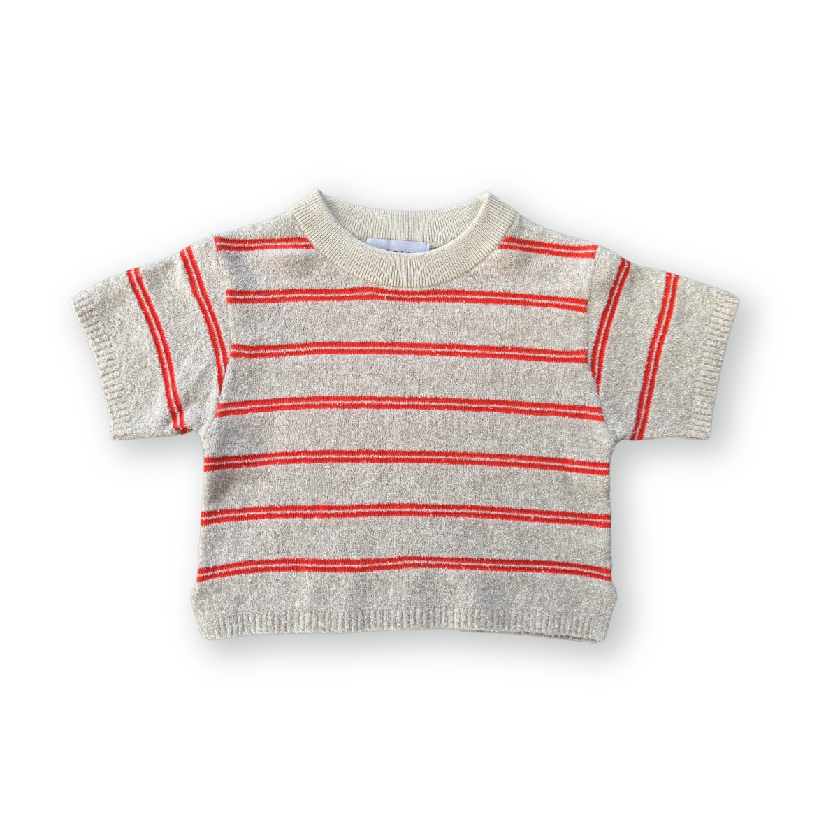 Knitted Terry Striped Tee - Dune/Rosso