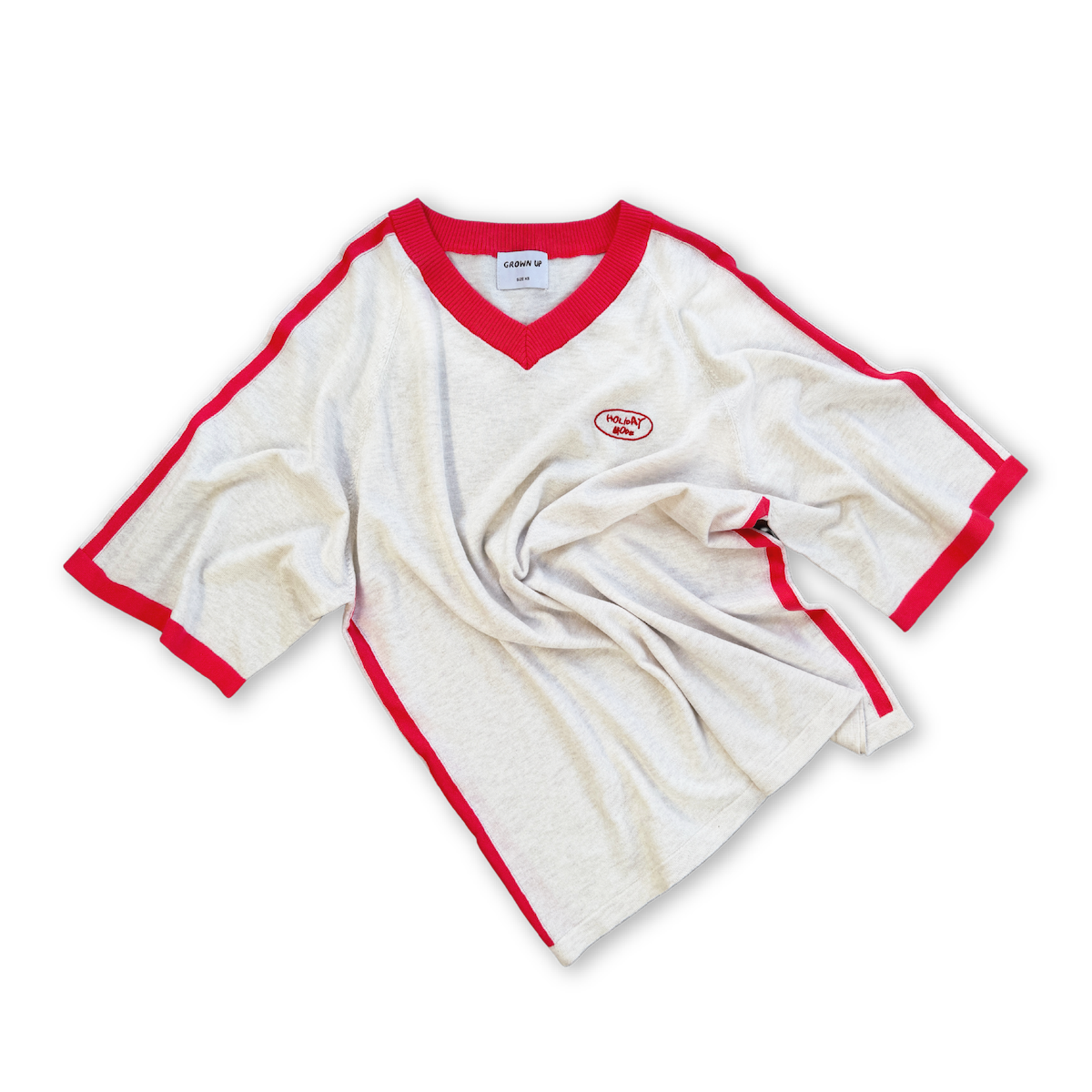 Ladies Organic Knitted Contrast Tee - Fiesta & Coconut