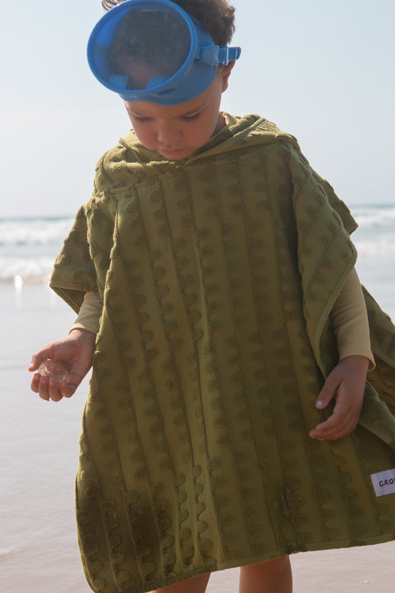 Terry Towelling Flow Poncho - Leaf