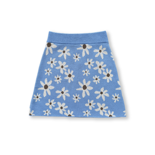 Wild Flower Knit Skirt - Sky