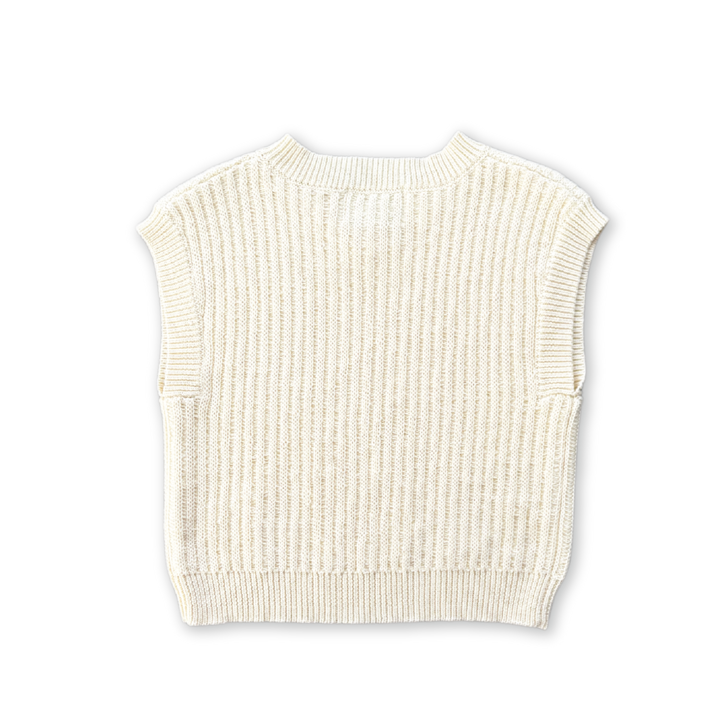 Chunky Rib V-Neck Vest - Milk