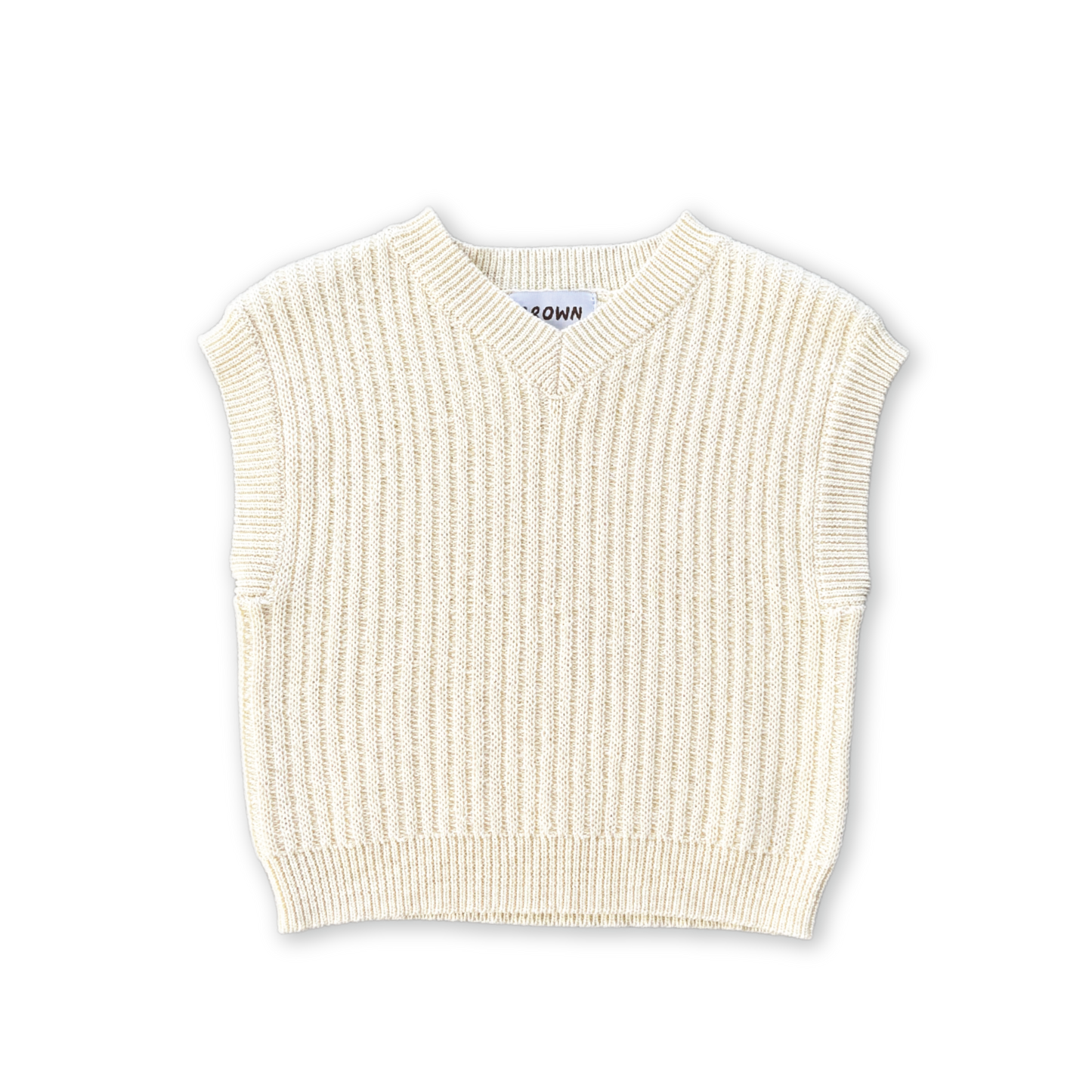 Chunky Rib V-Neck Vest - Milk
