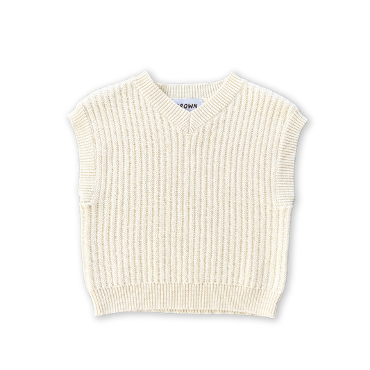 Chunky Rib V-Neck Vest - Milk