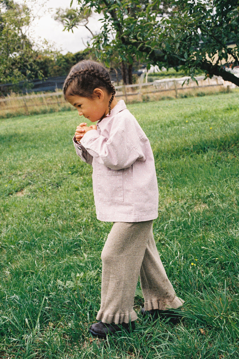 Organic Frill Knit Flares - Oatmilk