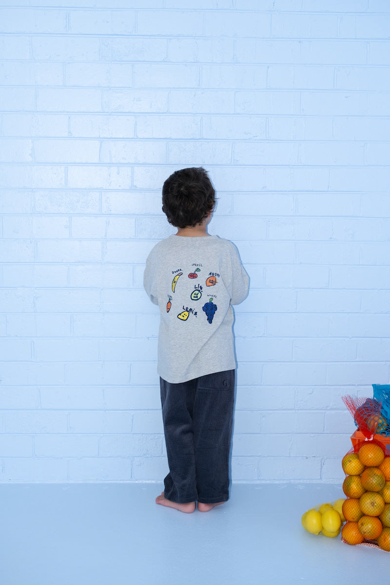 Organic Fruit Salad LS Tee - Grey Marle