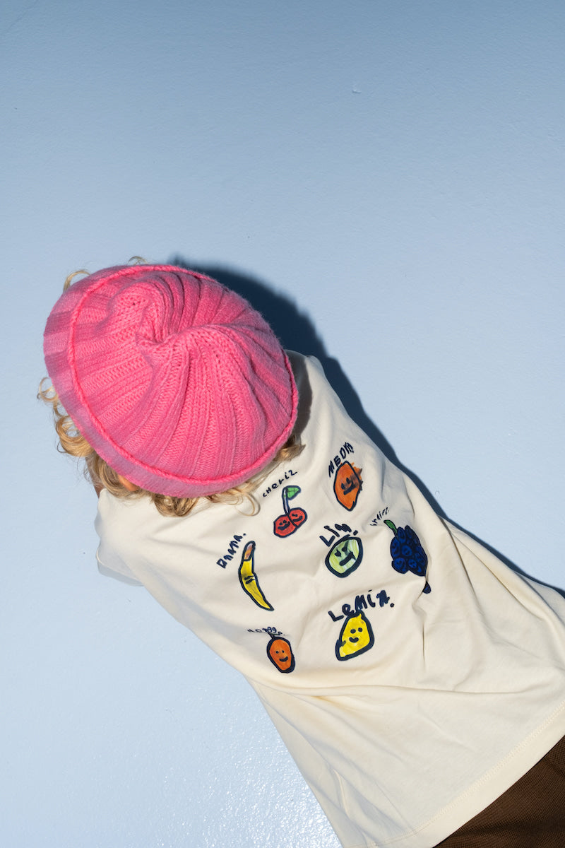 Merino Blend Rib Knit Beanie - Raspberry