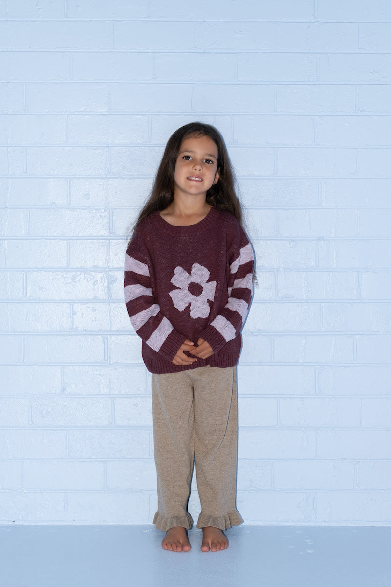 Organic Frill Knit Flares - Oatmilk