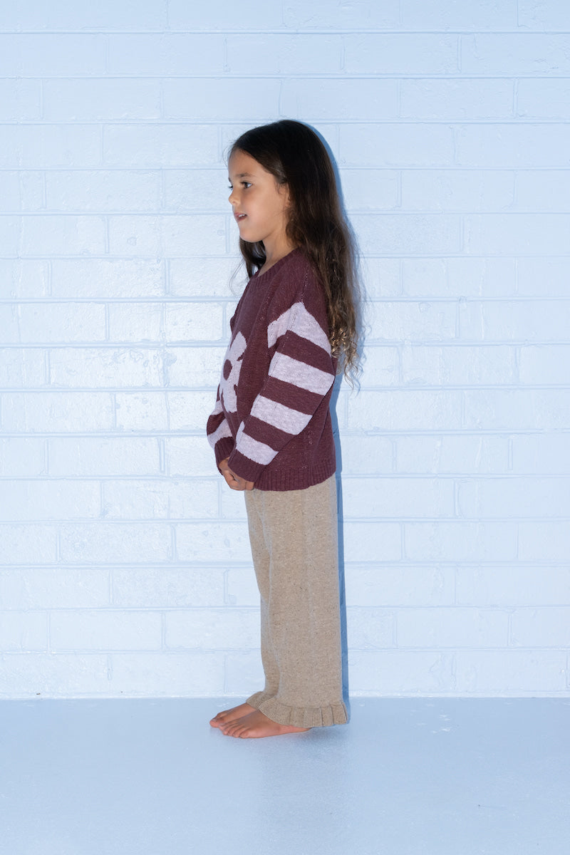 Organic Frill Knit Flares - Oatmilk