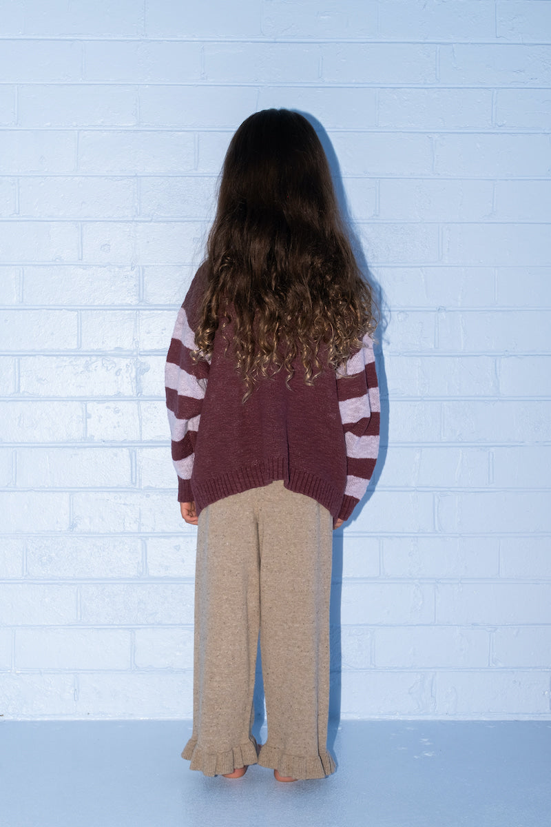 Organic Frill Knit Flares - Oatmilk