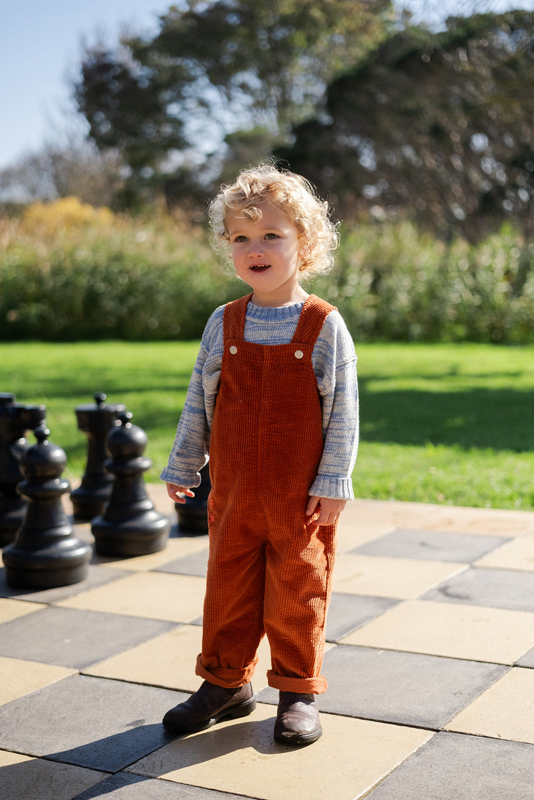 Organic Cord Overalls - Brick