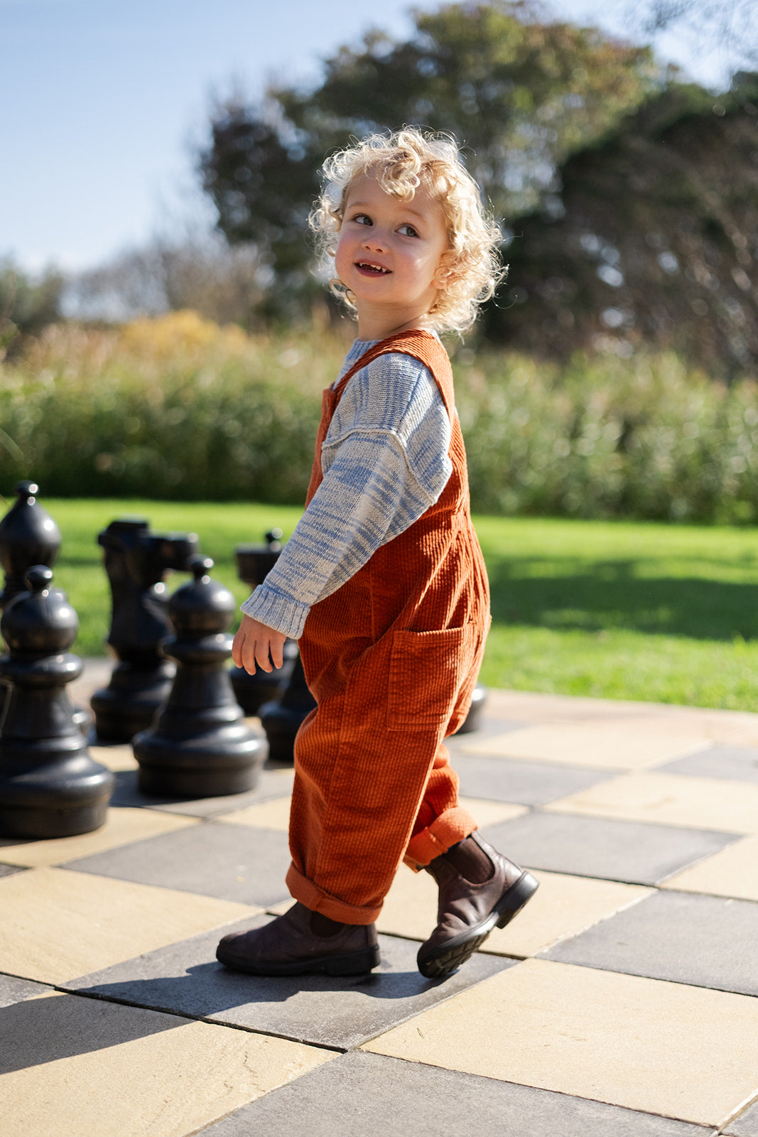 Organic Cord Overalls - Brick