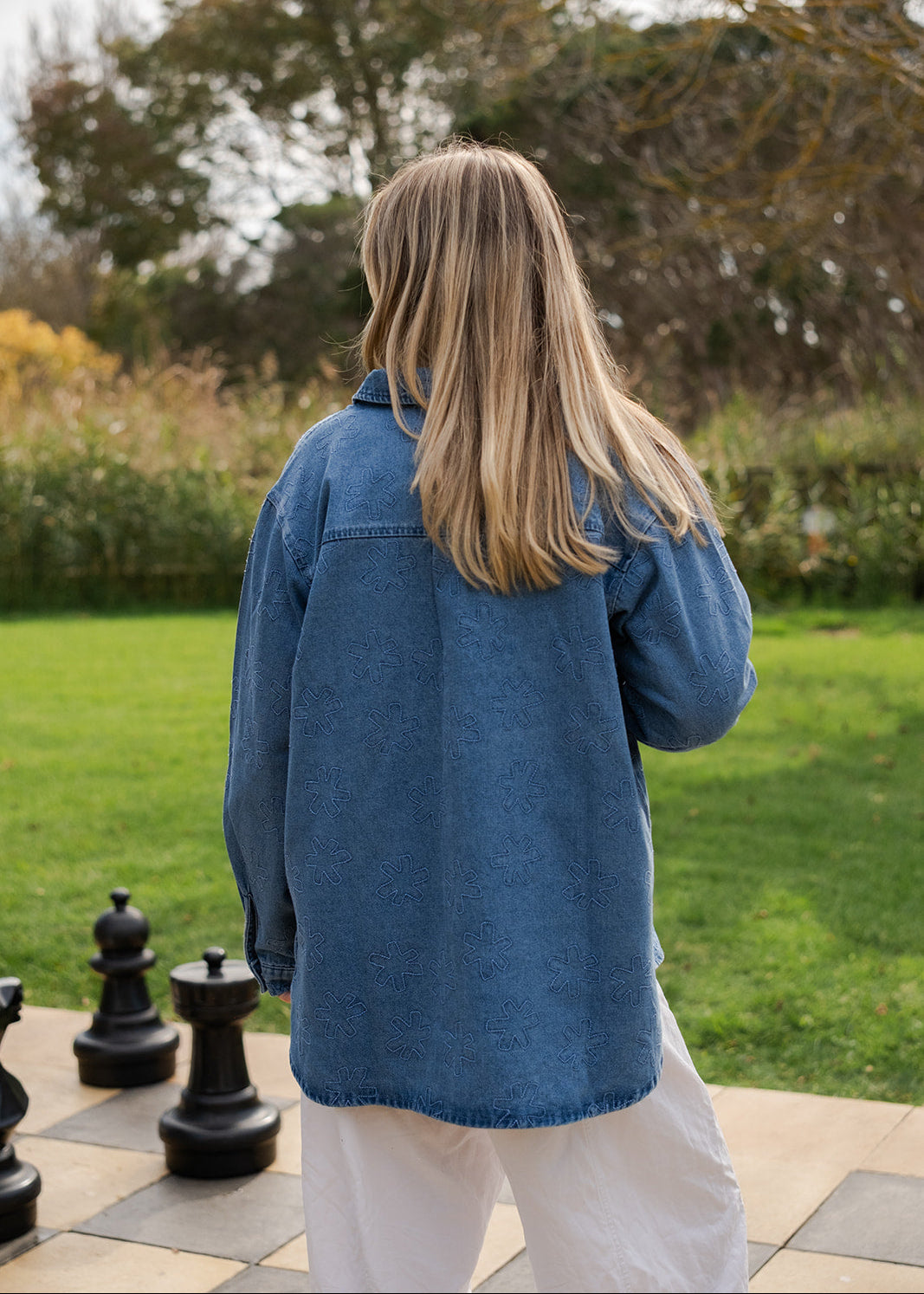 Ladies Organic Starlight Embroidery Denim Shirt Jacket