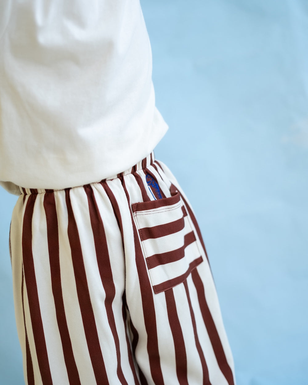 Organic French Terry Striped Pants - Maroon