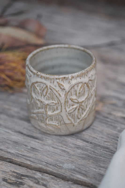 Carved Wild Clay Latte Cup