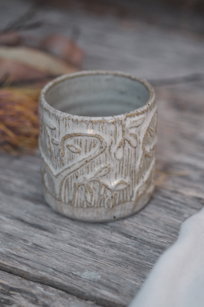 Carved Wild Clay Latte Cup