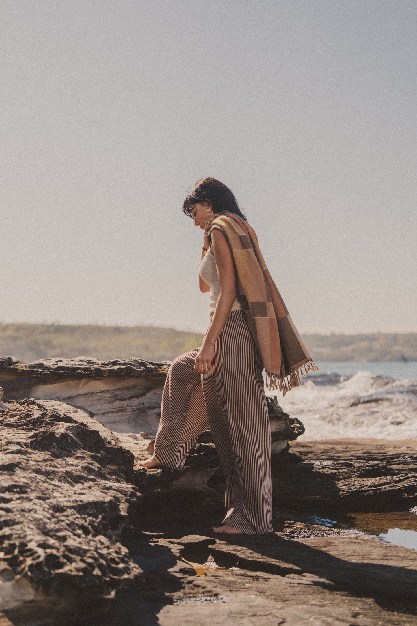 Karo Turkish Beach Towel | Black/Terracotta