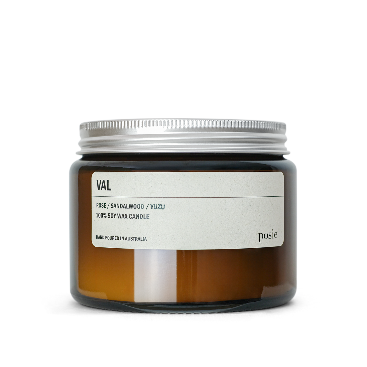 VAL: ROSE / SANDALWOOD / YUZU LARGE AMBER CANDLE 500G