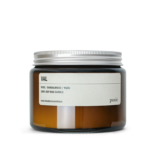 VAL: ROSE / SANDALWOOD / YUZU LARGE AMBER CANDLE 500G