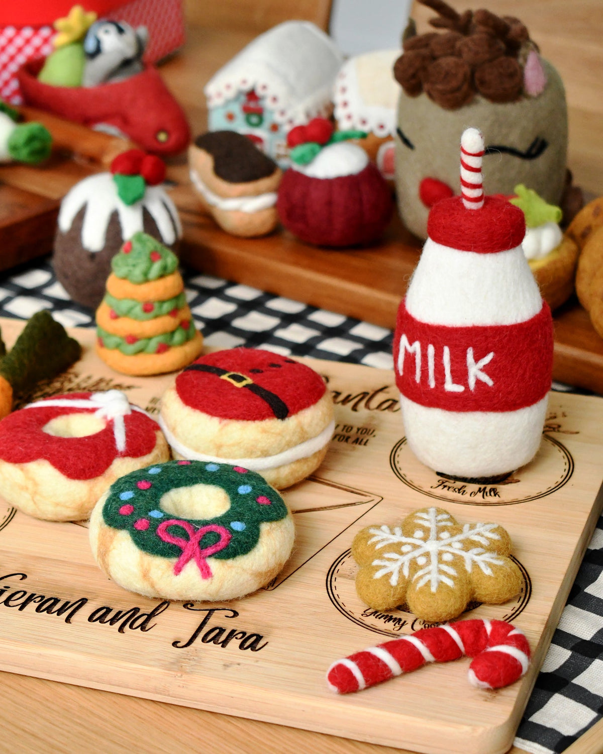 Felt Christmas Donut - Green Holly Wreath Icing