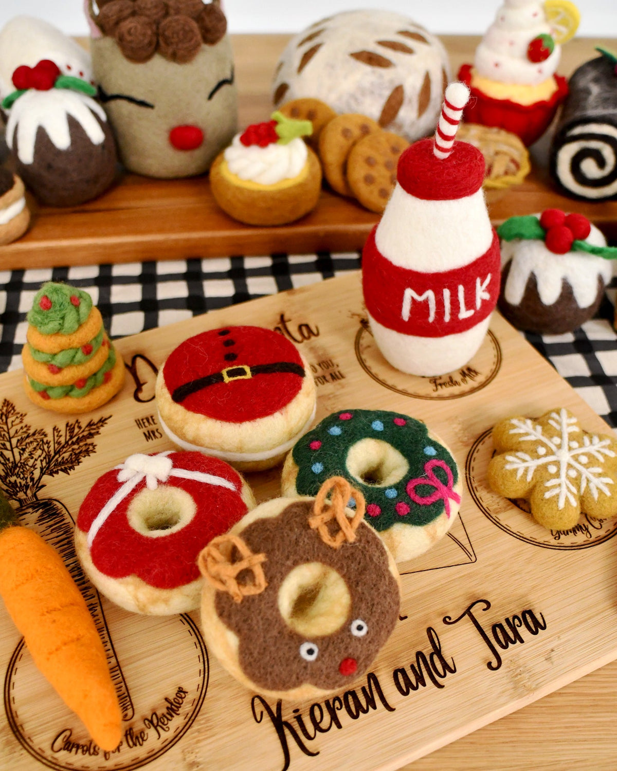 Felt Christmas Donut - Green Holly Wreath Icing