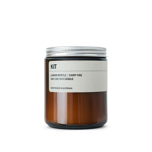 KIT: LEMON MYRTLE / CAMP FIRE SMALL AMBER CANDLE 250G