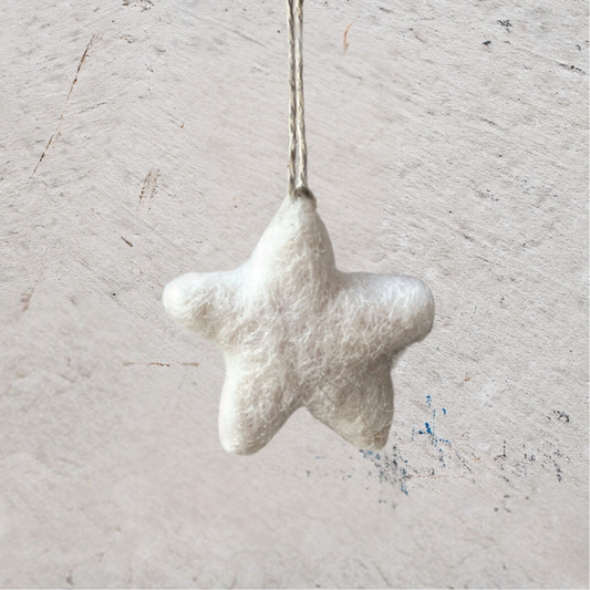Felt Ornament — Small White Star