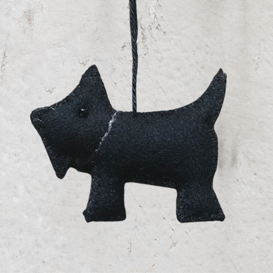 Felt Ornament — Black Scotty Dog