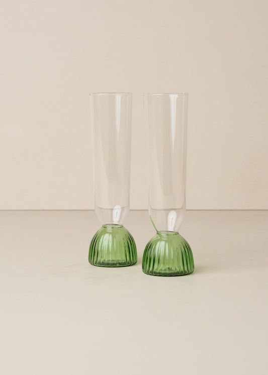 Karios Champagne Flute | Green Set of 2