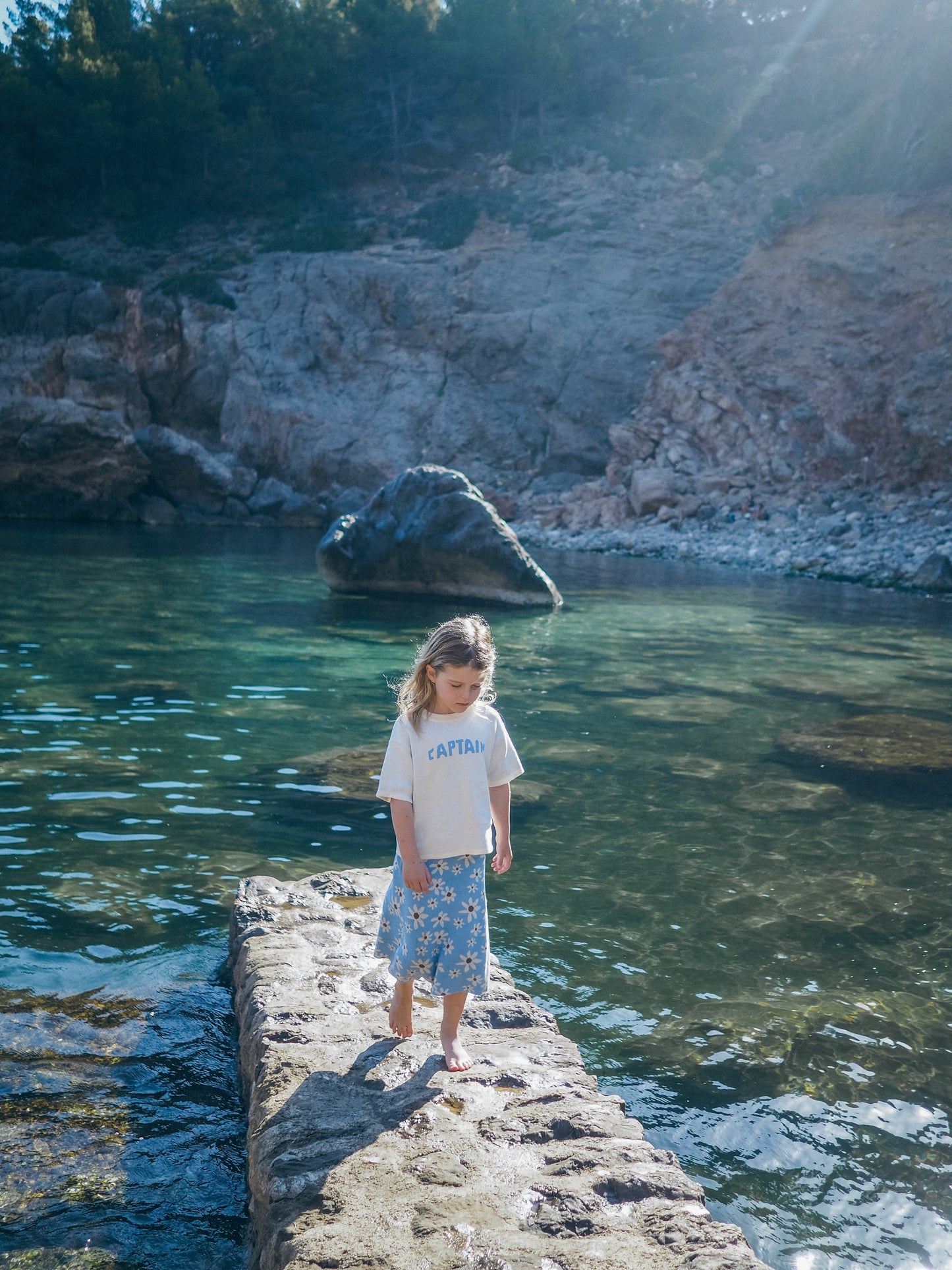 Wild Flower Knit Skirt - Sky