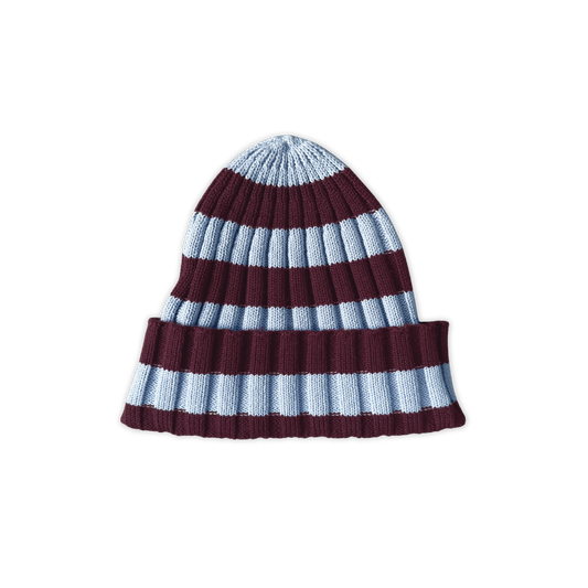 Organic Striped Pixie Knit Beanie - Plum & Haze