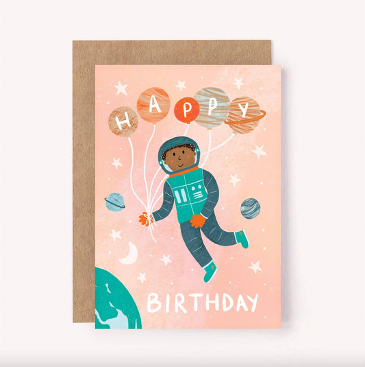 Astronaut Happy Birthday Card | Kids Space Greeting Card