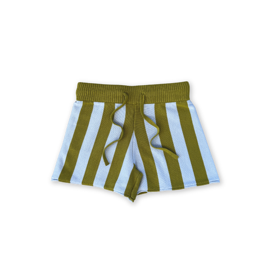 Organic Vertical Stripe Knit Shorts - Ocean & Leaf
