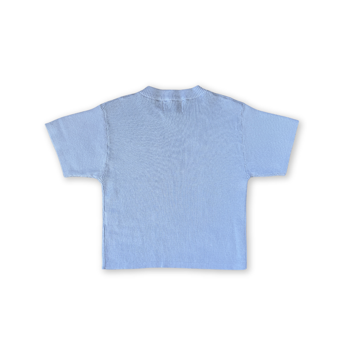 Organic Ribbed Knit Logo Tee - Ocean