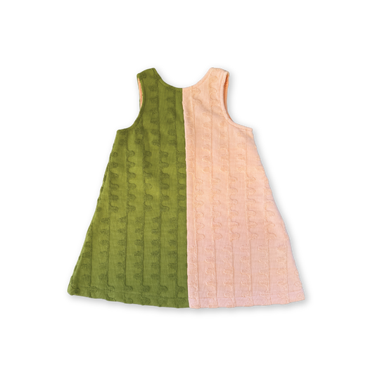 Terry Towelling Flow Dress - Leaf/Peachy